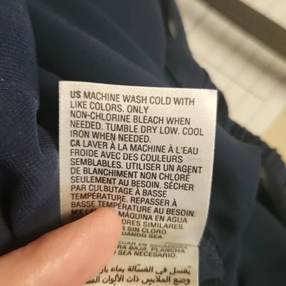 INC Macy's Navy Blue Ruffle Front Cold Shoulder Blouse, Size XS, EUC - Picture 5 of 5